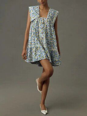 Maeve Collared Poplin Baby Doll Swing Mini Dress